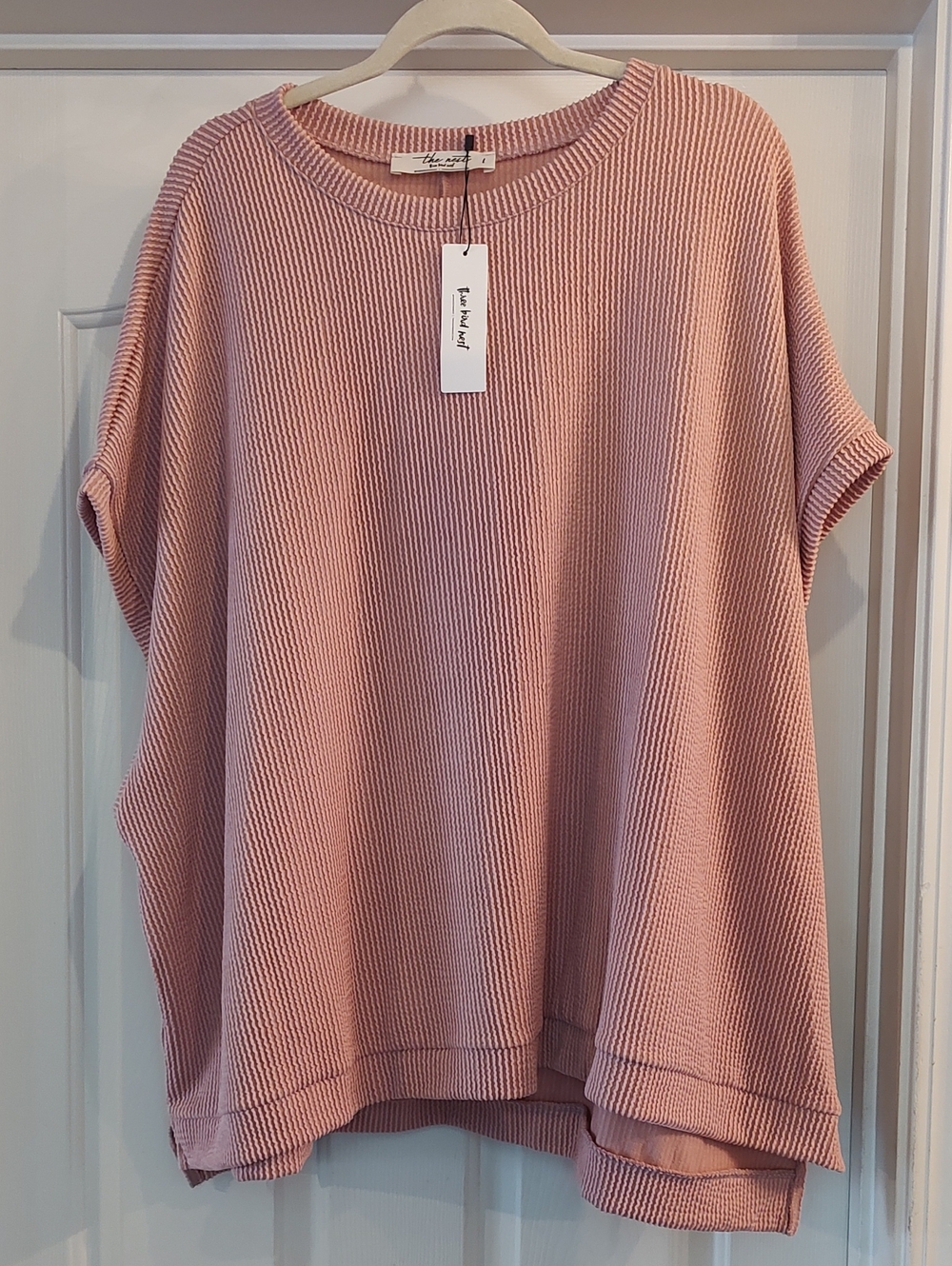 Three Bird Nest Relaxed Ribbed Short Sleeve Top - Dusty Rose